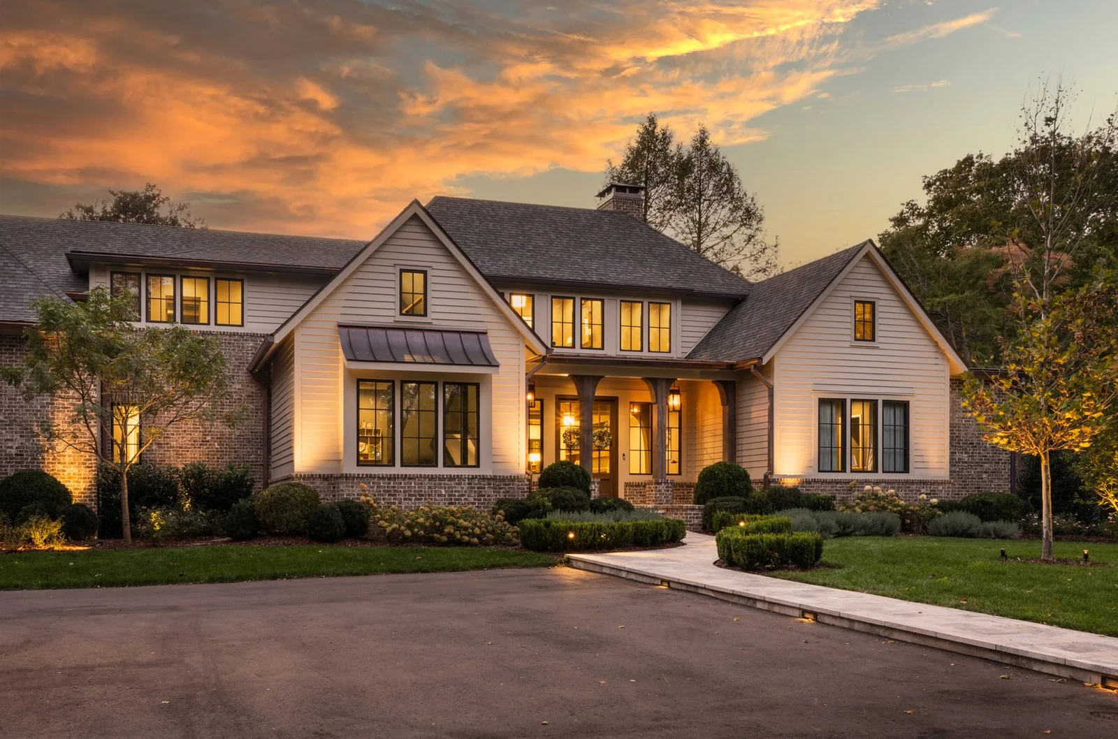 California home at dusk